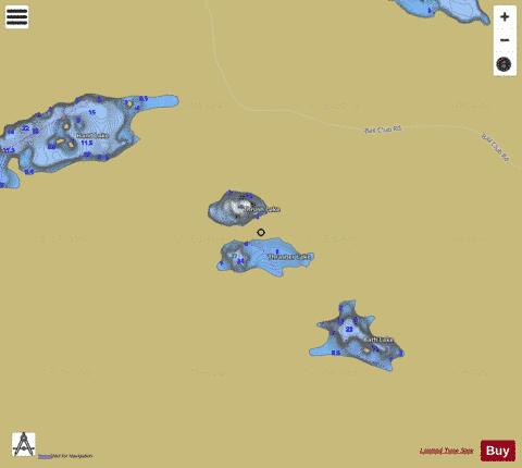 Thrasher Lake + Thrush Lake depth contour Map - i-Boating App