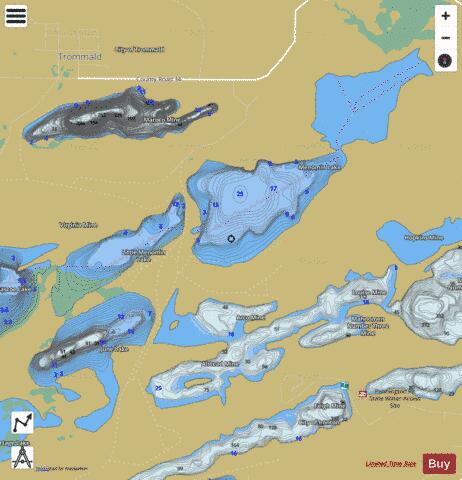 June Lake + Little Menomin Lake + Menomin Lake depth contour Map - i-Boating App