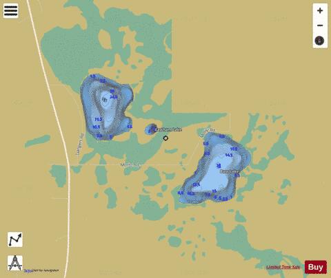 Bass Lake + Eastham Lake + depth contour Map - i-Boating App