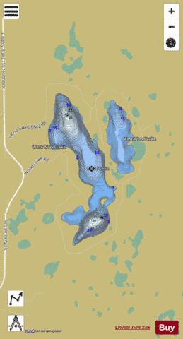 East Wood Lake + Wood Lake depth contour Map - i-Boating App