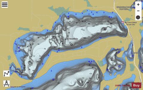 Big Trout Lake + Island Lake + Loon Lake depth contour Map - i-Boating App