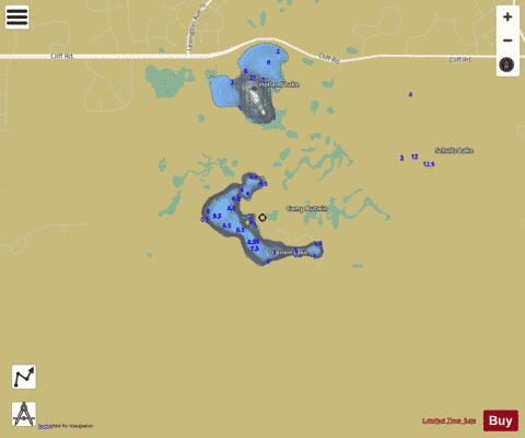 O'Brien Lake depth contour Map - i-Boating App