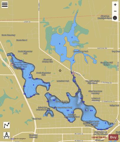 Fountain Lake + depth contour Map - i-Boating App