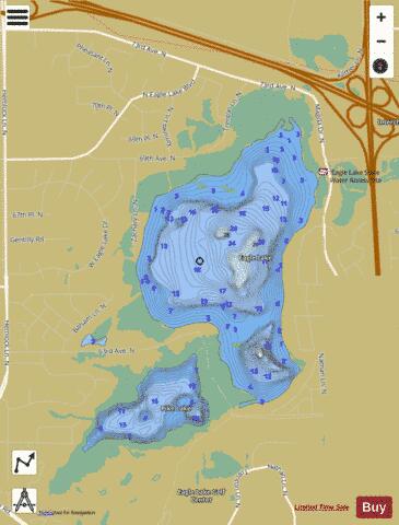 Eagle Lake + depth contour Map - i-Boating App
