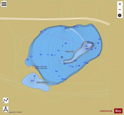 Little Midge Lake + Midge Lake depth contour Map - i-Boating App