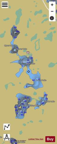 Adele Lake + Beaver Lake + Doctor Lake + Pothole Lake + Spruce Island Lake depth contour Map - i-Boating App