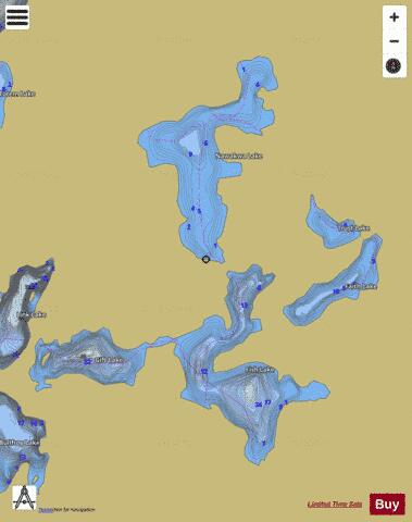 Faith Lake + Fish Lake + Gift Lake + Nawakwa Lake + Trust Lake depth contour Map - i-Boating App