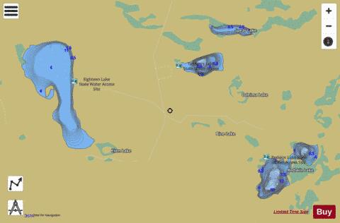 Spear Lake + Redskin Lake + Eighteen Lake depth contour Map - i-Boating App