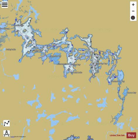 Crooked Lake + depth contour Map - i-Boating App