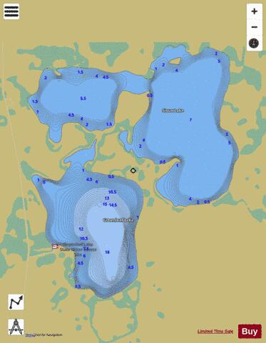 Sioux + Greenleaf Lake depth contour Map - i-Boating App