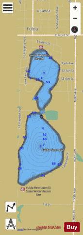 Fulda First Lake + Fulda Second Lake depth contour Map - i-Boating App