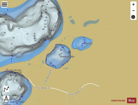 Moenkedick Lake + Stony Lake depth contour Map - i-Boating App