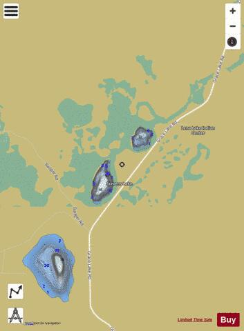 Benjamin Lake + Stevens Lake depth contour Map - i-Boating App