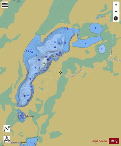 Linwood Lake + Wiggle Lake + depth contour Map - i-Boating App
