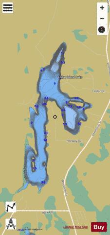 Cedar Island Lake depth contour Map - i-Boating App