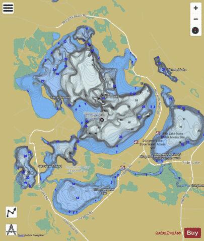 Little Sturgeon Lake + West Sturgeon Lake + depth contour Map - i-Boating App