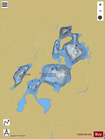 Beers Lake depth contour Map - i-Boating App