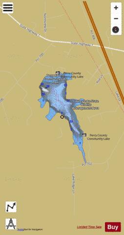 Perry County Community Lake depth contour Map - i-Boating App
