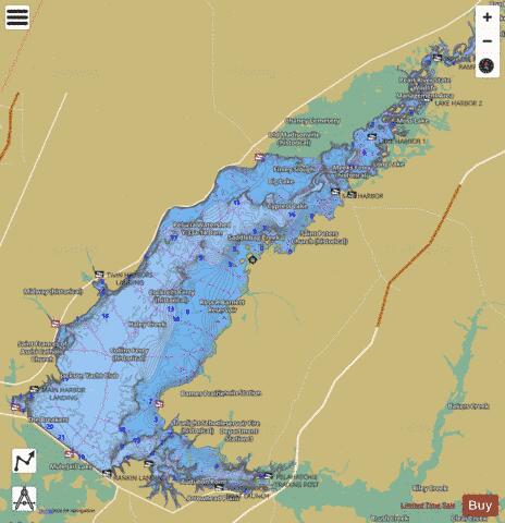 Ross R Barnett Reservoir depth contour Map - i-Boating App