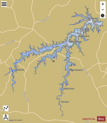 Hyco Lake depth contour Map - i-Boating App