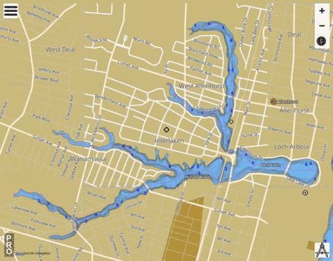 Deal Lake depth contour Map - i-Boating App