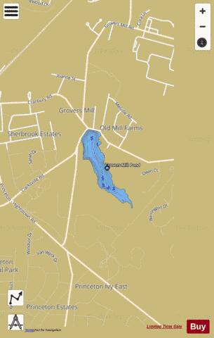 Grovers Mill Pond depth contour Map - i-Boating App