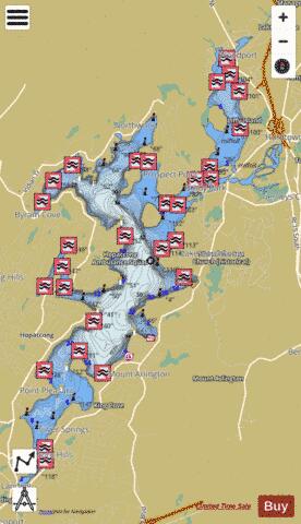 Lake Hopatcong depth contour Map - i-Boating App
