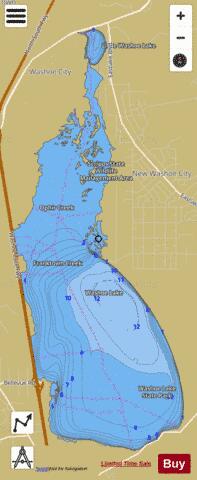 Washoe Lake depth contour Map - i-Boating App