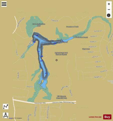 Blydenburgh Lake depth contour Map - i-Boating App