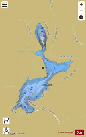 Dyken Pond depth contour Map - i-Boating App