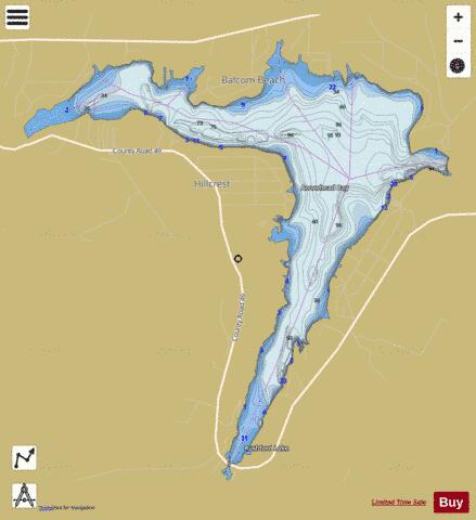 Rushford Lake depth contour Map - i-Boating App
