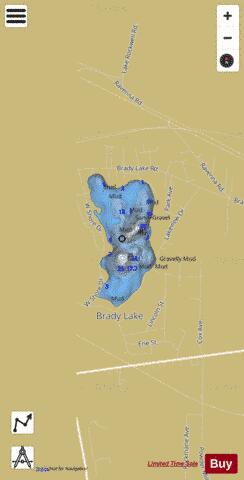 Lake Brady depth contour Map - i-Boating App