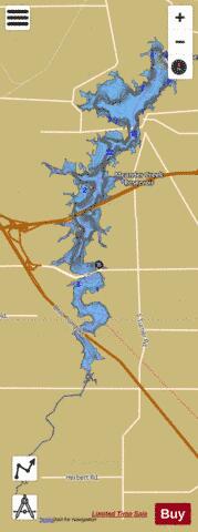 Meander Creek Reservoir depth contour Map - i-Boating App