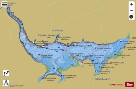 Yellow Creek depth contour Map - i-Boating App