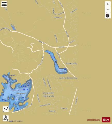 Barney Pond Providence depth contour Map - i-Boating App