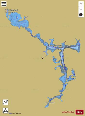 Flat River Reservoir depth contour Map - i-Boating App