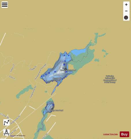 Hundred Acre Pond depth contour Map - i-Boating App