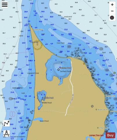 Sachem Pond depth contour Map - i-Boating App