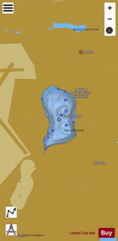 Warwick Pond depth contour Map - i-Boating App