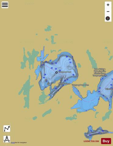 Yawgoog Pond depth contour Map - i-Boating App