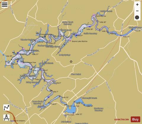 Boone Lake depth contour Map - i-Boating App
