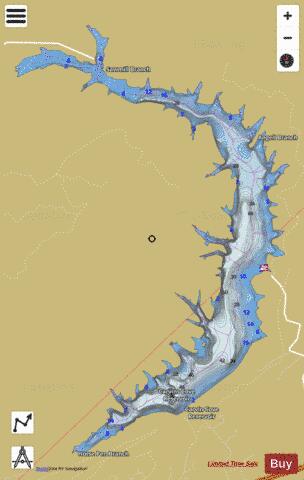 Carvins Cove Reservoir depth contour Map - i-Boating App