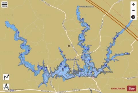 Diascund Creek Reservoir depth contour Map - i-Boating App