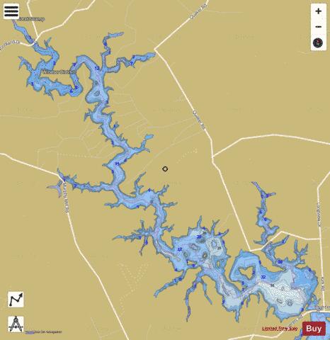 Lake Burnt Mills depth contour Map - i-Boating App