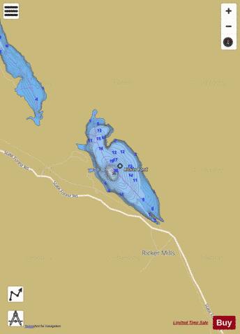 Ricker Pond Groton depth contour Map - i-Boating App