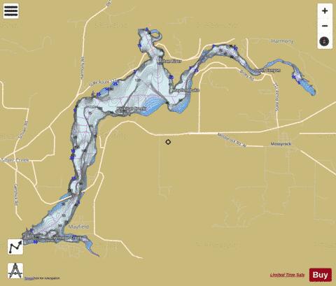Mayfield Lake depth contour Map - i-Boating App