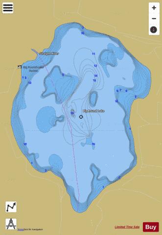 Big Round Lake depth contour Map - i-Boating App