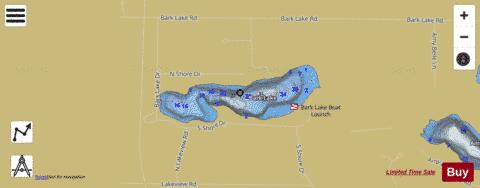 Bark Lake depth contour Map - i-Boating App
