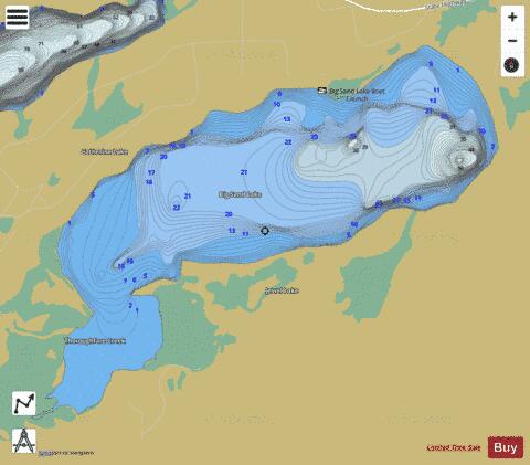Big Sand Lake depth contour Map - i-Boating App