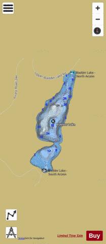 Bladder Lake depth contour Map - i-Boating App